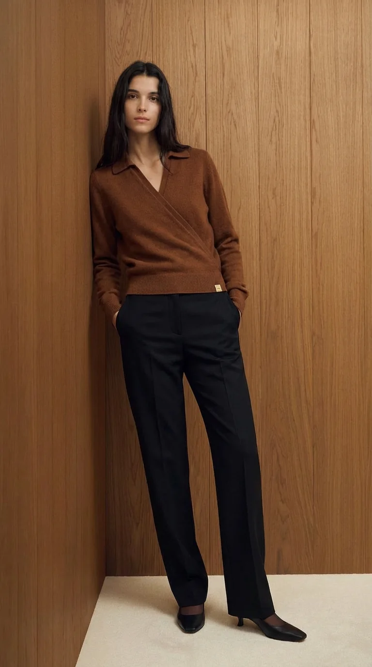 Aura Wrap Polo - Timeless Knitwear